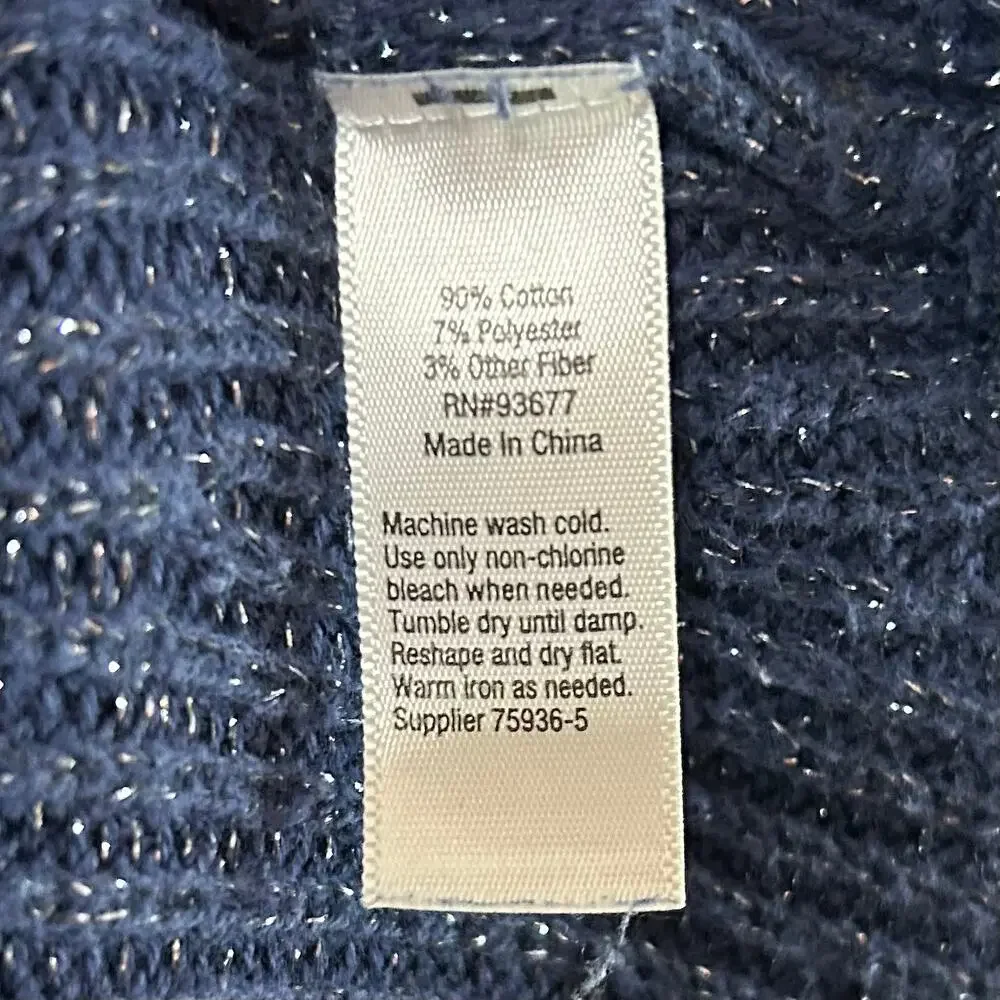 a.n.a. A New Approach Blue and Silver Knit Tunic Sweater Size XXL Pullover - Picture 9 of 9